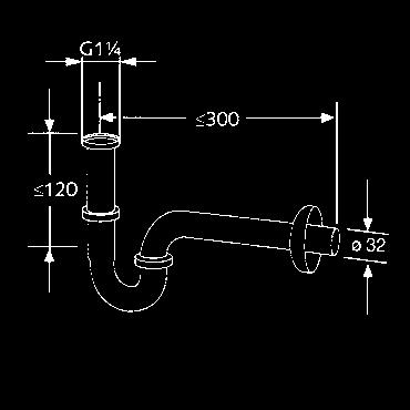 mm s odpadovým oblúkom 32 x 220 mm s ružicou podľa DIN EN