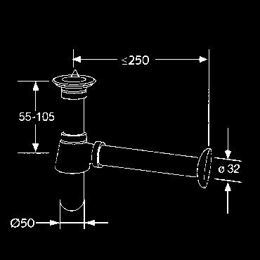 G 1 1/4 x 32 mm s univerzálnym mosadzným odpadovým ventilom