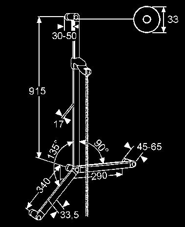 KLUDI MEDI CARE KLUDI SIRENA CARE bezbariérová sprchová tyč L = 900 mm integrovaný držiak (dĺžka rukovätí: 90 = 250 mm, 45 = 300 mm), ľavo- a pravostranná montáž 50 mm vyloženie upevňovacia sada so