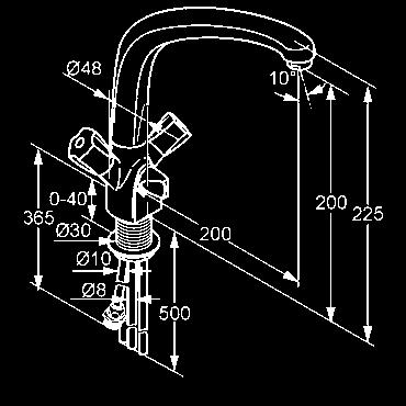 otočný liaty výtok (360 ) regulátor prúdu M 24 x 1 multiprípojka pre práčku a