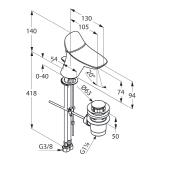 KLUDI AMBA UMÝVADLO KLUDI AMBA umývadlová jednopáková batéria DN 15 trieda prietokového množstva Z s-pointer Cache-perlátor M 24 x 1 keramická kartuša Ø 28 mm odpadová súprava G 1 1/4 stupeň