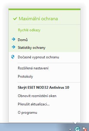 4.5.4 Ikona v oznamovací oblasti Nejdůležitě jší možnosti a funkce programu jsou dostupné přímo ze systémové oznamovací oblasti (v pravém dolním rohu obrazovky).