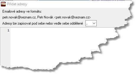 Práce s programem 27 základní okno pro přidávání/editaci adres Po uložení jsou data zkontrolována a vložena do seznamu příjemců (pokud je v hlavním nastavení uvedeno, kontroluje se při vkládání