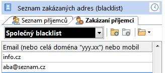 Práce s programem 37 Hlavní skupina zakázaných příjemců se jmenuje "Společný blacklist". Svoje další skupiny je možné vytvořit tlačítkem.