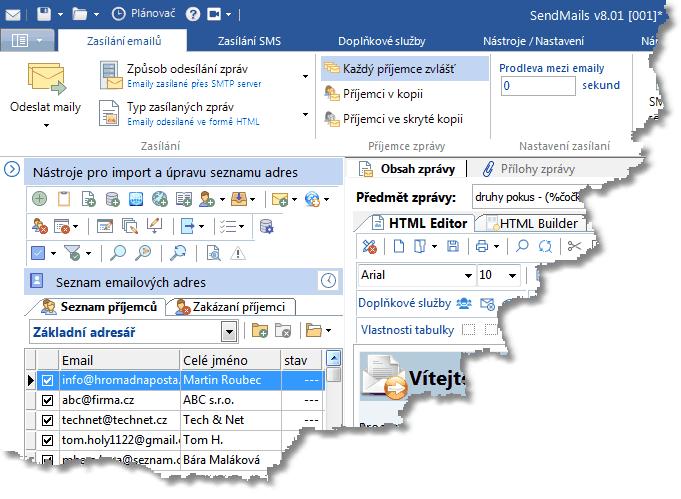 4 1 SendMails O programu SendMails Program SendMails je software pro snadnou a efektivní personalizovanou e-mailovou a SMS hromadnou komunikaci se zákazníky či uživateli.
