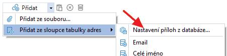 Způsob vložení přílohy: pomocí tlačítka "přidat" tlačítkem ze schránky (pokud se v ní právě nachází soubor) přetažením myší z průzkumníka Windows Název souboru z tabulky Do přílohy je také možné