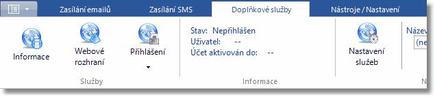 54 SendMails Pro využívání doplňkových služeb je vždy nejprve nutné přihlásit se v programu SendMails k těmto službám.