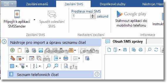 Práce s programem 2.18 65 Zasílání SMS zpráv Program SendMails dokáže hromadně zasílat také SMS zprávy.