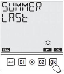 NASTAVENÍ LETNÍHO ČASU tlačítky C1 a C2.
