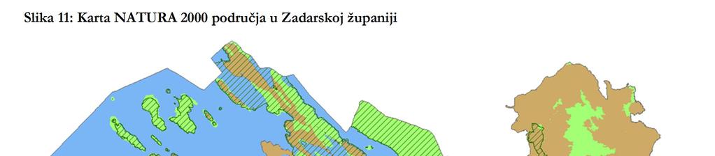 Slika 11: Karta NATURA 2000 područja u Zadarskoj županiji Izvor: Natura Jadera 3.1.9.