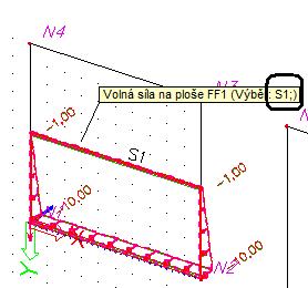 Oprava výběru ploch stěnu, na kterou bude zatížení