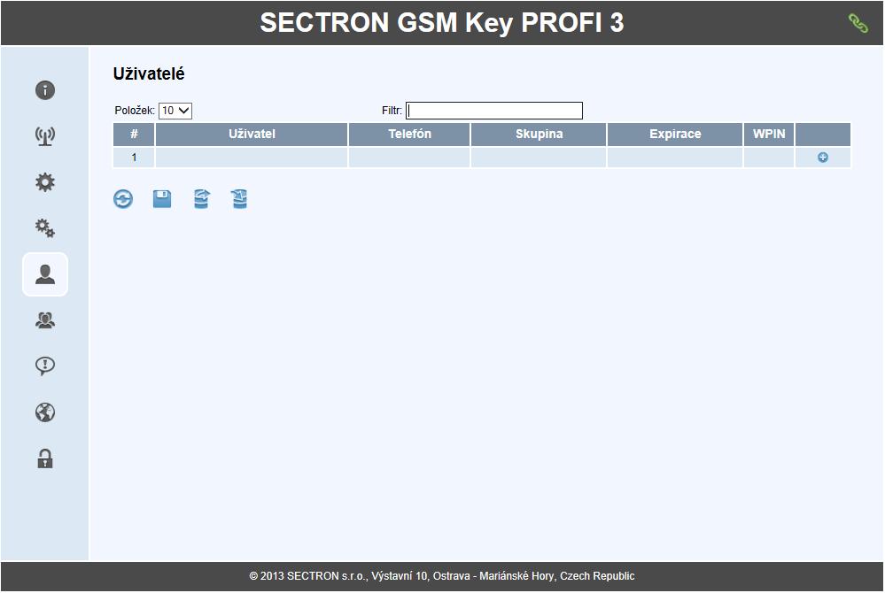 UŽIVATELÉ V záložce Uživatelé se provádí administrace uživatelů. Webové rozhraní nabízí možnost třídění vzestupně/sestupně podle abecedy, vyhledávání, filtrování a stránkování.