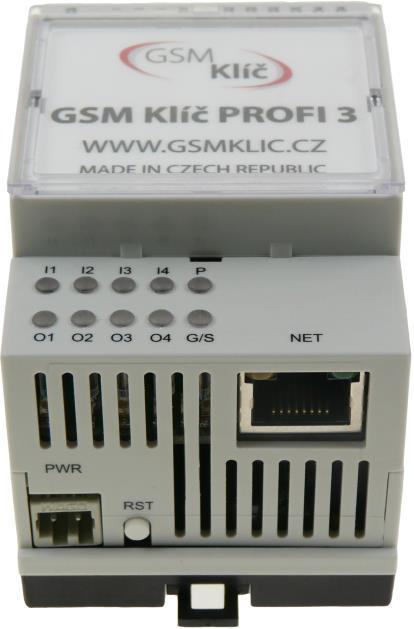 TECHNICKÝ POPIS ROZHRANÍ PŘEDNÍ PANEL LED diody: informace o stavu zařízení (I1, I2, I3, I4, P, O1, O2, O3, O4, G/S) PWR: konektor k připojení napájecího zdroje NET: rozhraní pro připojení k PC nebo