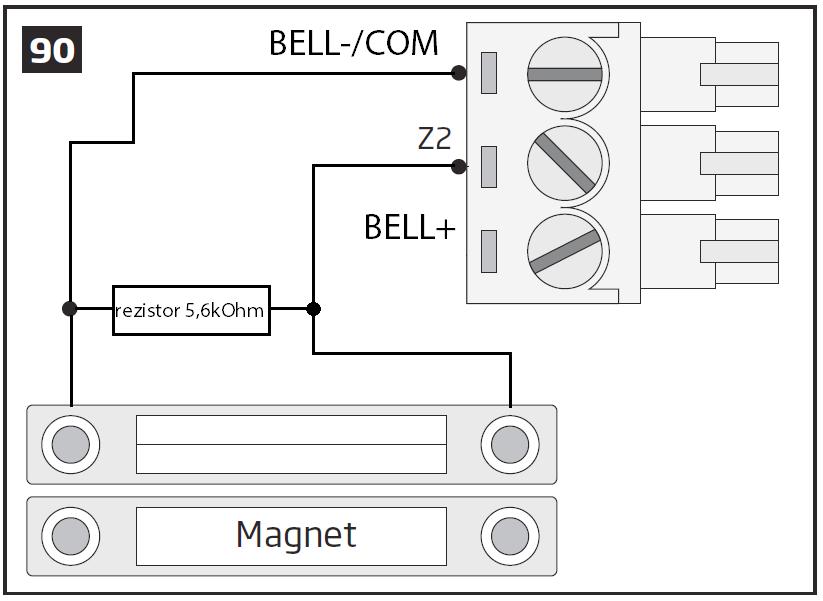 6.2 Jak připojit drátový detektor do vstupu minialarmu Minialarm je vybaven vstupem pro připojení drátového detektoru (obvykle dveřní kontakt). 6.2.1.