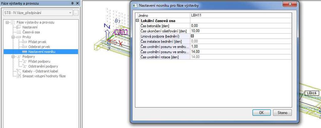 3.1 Nastavení nsníku pr fáze výstavby Jedn z nejdůležitějších nastavení pr časvě závislu analýzu je Nastavení nsníku pr fáze výstavby (LBH). Tat přídavná data budeme zadávat na každý nsník.