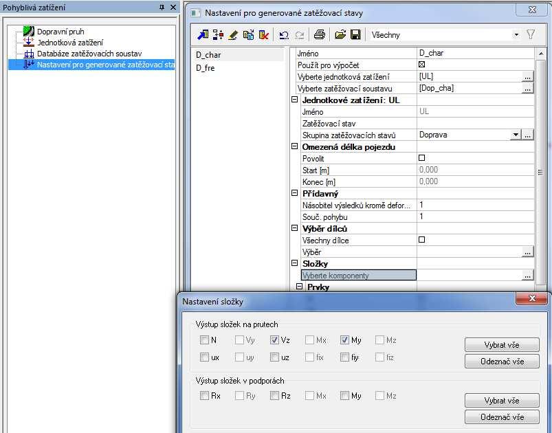 4.2 Nastavení pr genervané zatěžvací stavy V Nastavení pr genervané zatěžvací sustavy vytvříme dvě plžky, D_char a D_fre například.