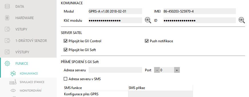 28 GPRS-A SATEL Klíč modulu řetězec znaků pro identifikaci modulu.