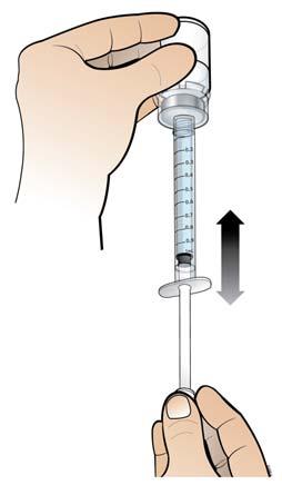 8. Prázdnou předplněnou injekční stříkačku vyjměte z adaptéru na lahvičky a vyhoďte. 9. Vyjměte 1 ml injekční stříkačku z obalu.