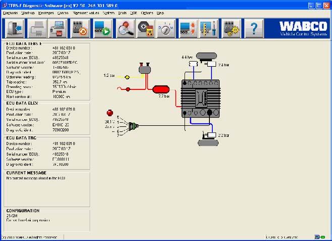 WABCO Systémová diagnostika zapojení s měřenými hodnotami probíhají diagnostika a oprava