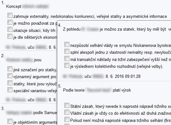 zavedeno do poznámkového bloku Své znalosti si studenti mohou procvičit na autokorekčních testech, které fungují jako online PC odpovědníky Výstupem z předmětu jsou