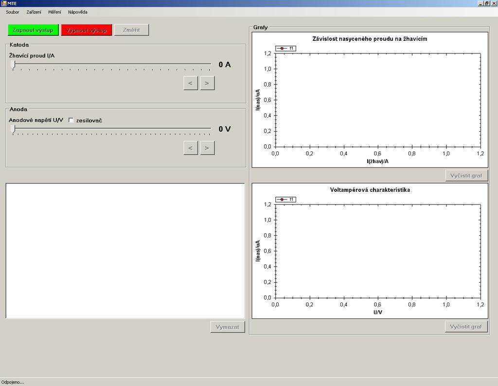 Návody pro fyz. praktikum (verze 28. února 203) 7 2 3 6 4 7 5 Obrázek 5: Ovládací rozhraní m icího softwaru MTE.