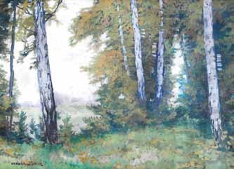 Jaroslav Holeček (1902 1957) U lesa olej, karton, 50 x 67 cm,