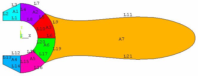 Zobrazení čar. Utility Menu > Plot > Lines LPLOT Zrcadlení čáry L11 v rovině XZ.