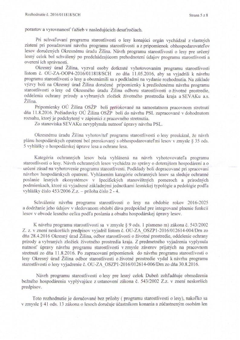 Rozhodnutie č. 2016/011818/SCH Strana I z 8 porastov a vyrovnanosť ťažieb v nasledujúcich desaťročiach.
