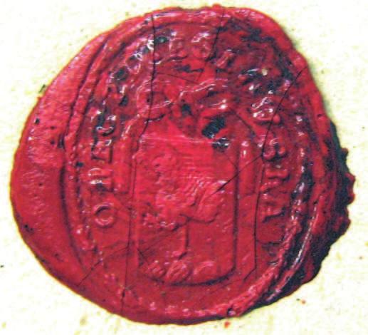 Pečeť měla vertikálně oválný tvar s českým opisem OBECZ LESTINSKA a její obraz byl tvořen heraldickým znakovým štítem převýšeným svázanou stuhou.