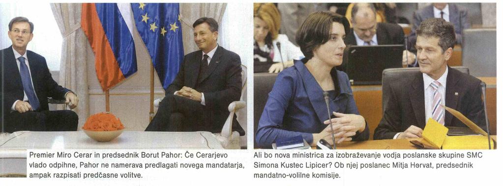 namerava predlagati novega mandatarja, Simona Kustec Lipicer? Ob njej poslanec Mitja Horvat, predsednik «_«_ ampak razpisati predčasne volitve. mandatno-volilne komisije.