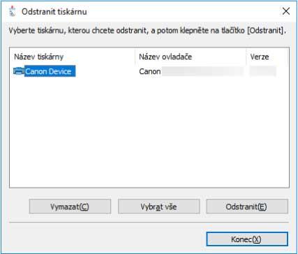 Aktualizace/odinstalace ovladače 3 4 Chcete-li tiskárnu odstranit, na obrazovce s žádostí o potvrzení klikněte na tlačítko [Ano].