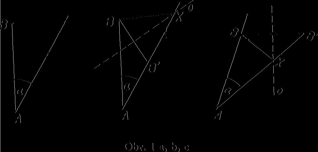 Nakresleme si libovolný trojúhelník ABX (obr. lb). Vyznačme si v něm na polopřímce AX úsečku AB' = AX BX.