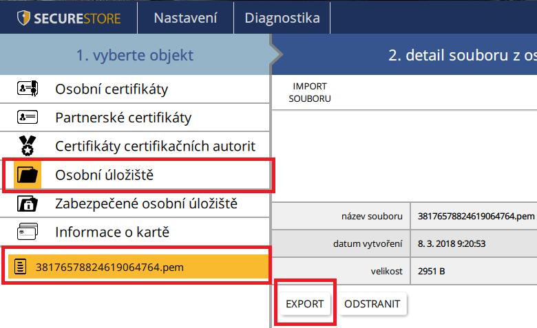 Pro odstranění souboru v zabezpečeném úložišti je zapotřebí zadat PIN karty. 7. Ovládání aplikace Jednotlivé funkce aplikace jsou realizovány pomocí nástrojové lišty.