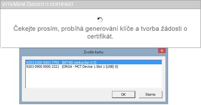 Obr. 34 - Zadání PIN pro vytvoření klíčového páru a podpis žádosti Obr. 35 4.