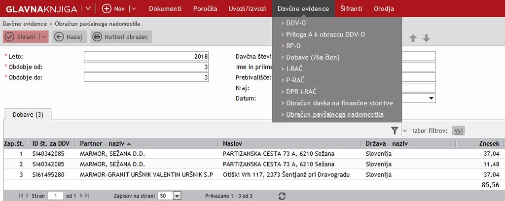 Poleg tega je dodana možnost da na meniju Davčne evidence Obračun pavšalnega nadomestila uporabite gumb 'Odpri P-RAČ za celo leto' ki vam na seznam pikaže vse