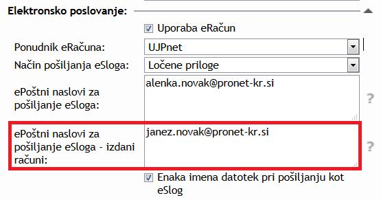 FAKTURIRANJE 1. Dodana je opcija, ki omogoča neposredno pošiljanje izdanih računov v knjigo prejete pošte prejemnika.