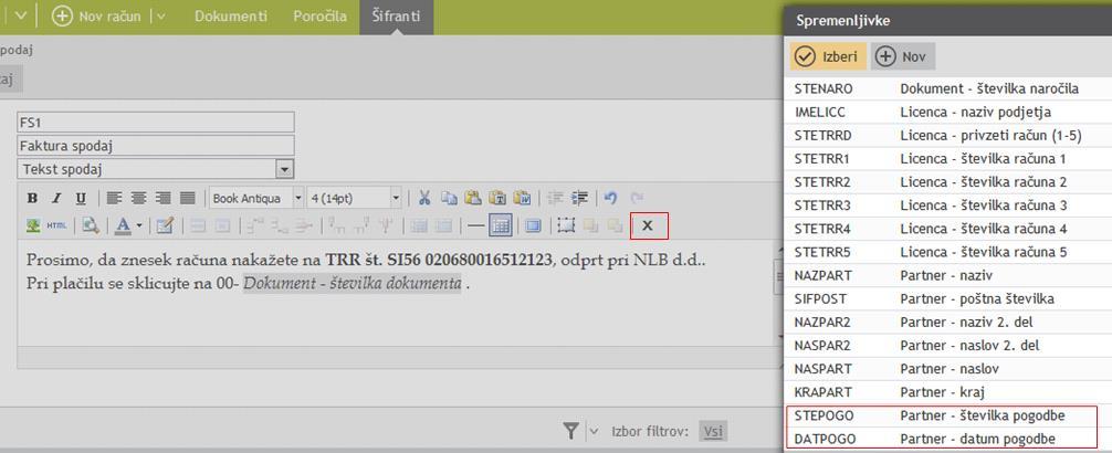 Oba podatka se vnašata v Šifranti Partnerji' na zavihku 'Komerciala'. 6. Shranjevanje glave in postavk dokumenta.