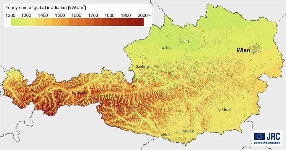 Sluneční energie v České republice 28/67 Sluneční potenciál Rakouska začíná