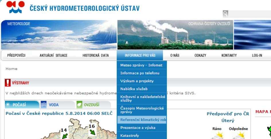 Referenční klimatický rok (RKR) 38/67 typický rok pro danou souřadnici (GPS) statisticky