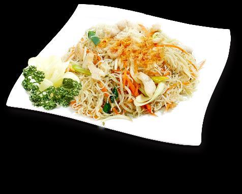 Restované rýžové nudle-roasted rice noodles (ceny včetně příloh) 44- Restované rýžové jemné nudle s kuřecím a zeleninou (3) 109,- Roasted rice fine noodles with chicken and vegetable.