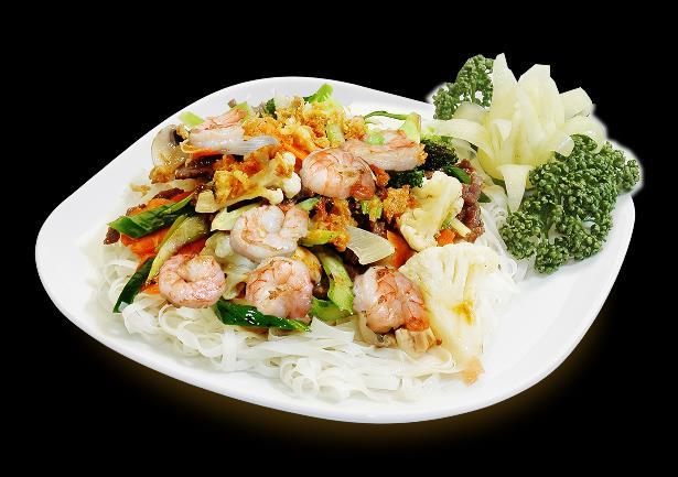 roasted shrimps with chili and lemon grass, vegetables 97- KREVETÍ SATÉ: restované