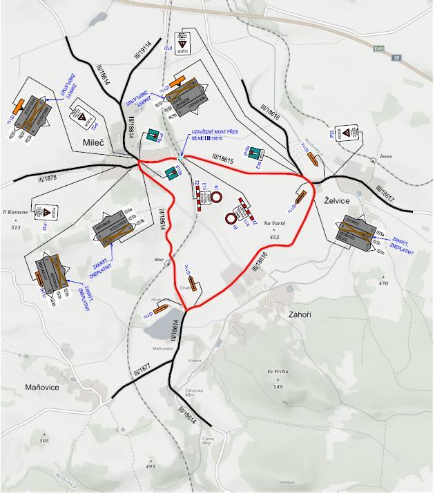 18614-1 v km 2,852 komunikace Grafické zobrazení