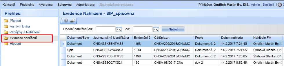 Funkcinalita v tét pdsekci se prti předchzí pdsekci nezměnila, puze v blasti filtrů vyhledávání přibyly filtry: Ppis Evidenční čísl