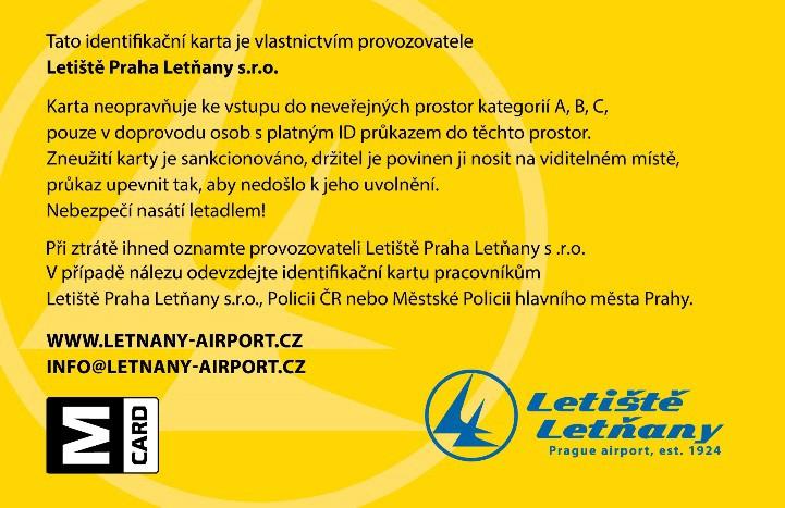 4.) ID karta návštěvníci Letiště Praha Letňany s