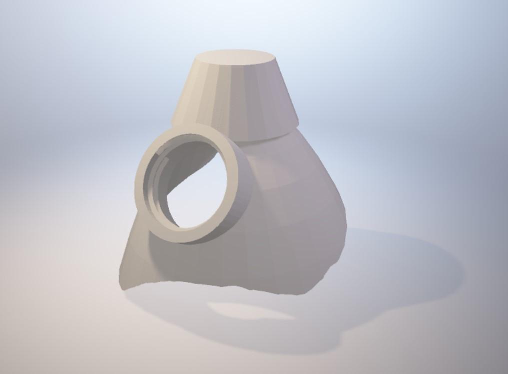 10. 3D model Improvizovaná Ochranná maska (vlastní archiv, 2017) dále značený HB10 a značení fyzických objektů odvozených od tohoto 3D modelu jsou předmětem kapitoly 4.1.1.4 FYZICKÉ OBJEKTY - HYPOTÉZA HB Odkaz ke stažení původního souboru je k dispozici v příloze číslo 2.