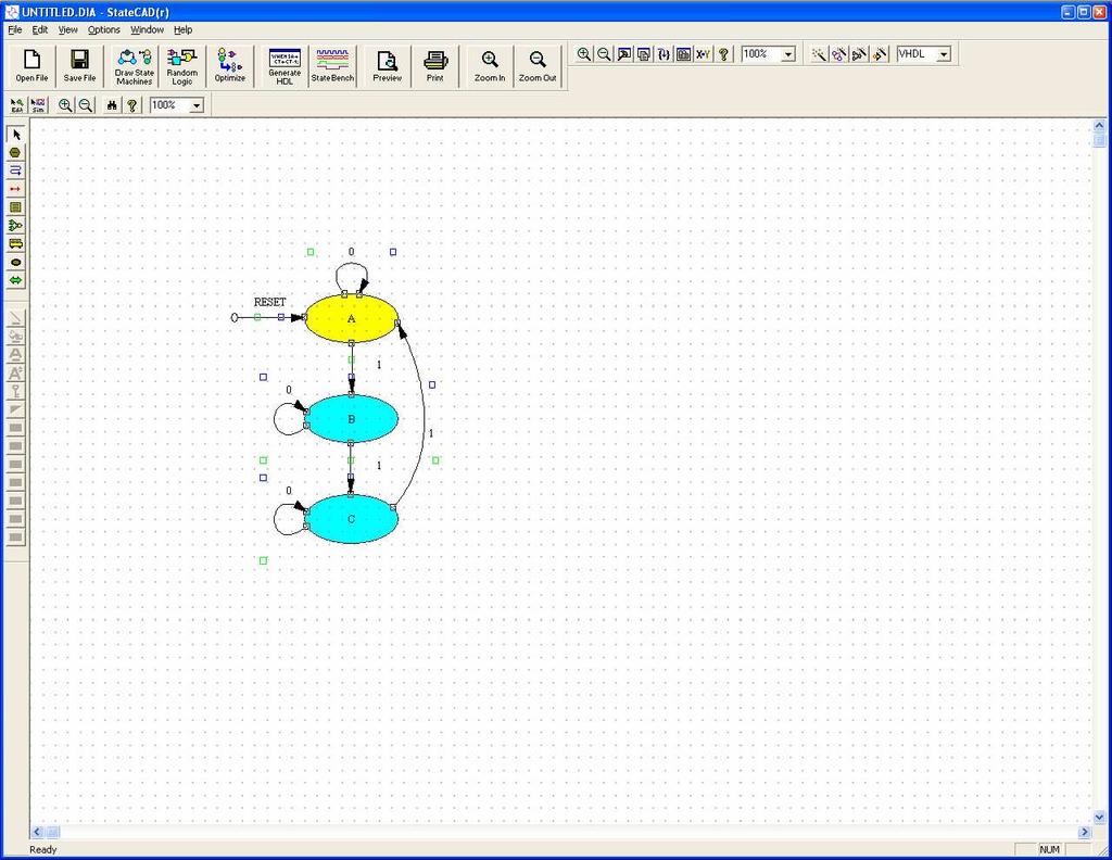 19 Simulaci vytvořeného stavového diagramu lze otestovat pomoci