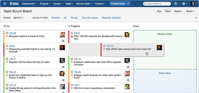 3.2 JIRA JIRA patří mezi nejoblíbenější nástroje pro podporu agilního vývoje. Nabízí širokou podporu pro různé metodiky vývoje a dodatečné integrovatelné nástroje například pro revizi kódu.