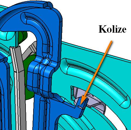 2. Zachycení háku pružnou pákou (sliding lever) Tato část funkční analýzy má za úkol zjistit zda lze zaháknout sliding lever za