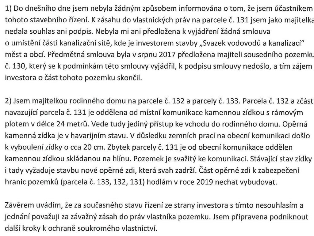 Podmínky uvedené ve vyjádřeních a stanoviscích vlastníků a správců inženýrských sítí, které se netýkají podmínek jejich ochrany, zakládají soukromoprávní vztah mezi těmito subjekty a stavebníkem.