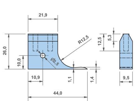 AC.1411 Vedení vrat ze šedého ABS/PC pro 19mm